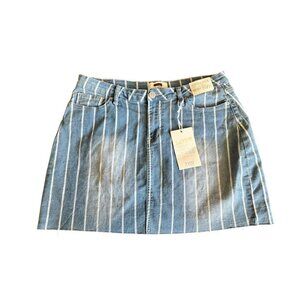 YMI Jeans Women's Blue & White Stripped Short Jean Skirt